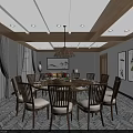 Warm Restaurant Interior With Wooden Ceiling Rattan Pendant Lights Dining Tables And Chairs