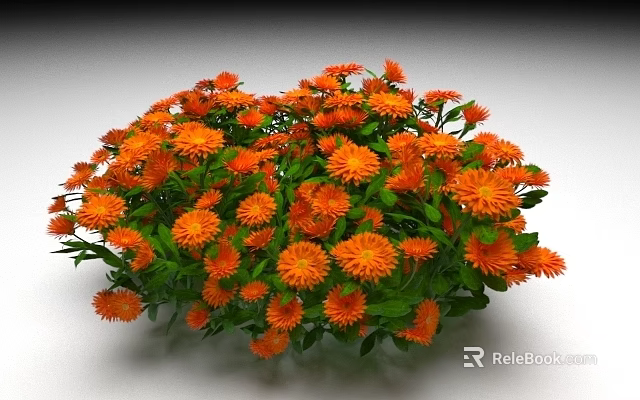 Vibrant Orange Flowers With Lush Green Leaves In Natural Garden Cluster 3d model 