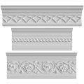 Decorative Architectural Moldings With Diamond Rope And Floral Scroll Patterns