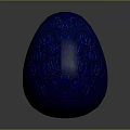 Blue Egg With Glowing Intricate Patterns On Dark Background And Reflective Base