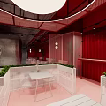 Net Red Western Restaurant 3d model