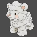 Cute White Fluffy Puppy Landscape Sculpture On Light Blue Background