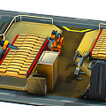 Modern Conveyor Isometric Mechanical Robot Assembling Conveyor 3d model