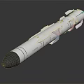 Tactical Military Missile With White Body Black Warhead And Stabilizer Fins