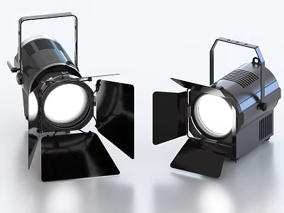 Black Downlights And Spotlights With Adjustable Barn Doors And Metal Handles 3d model