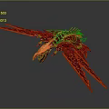Flying Red Dragon Game Movie Character With Sharp Teeth And Scaly Wings
