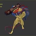 Anthropomorphic Rat Game Movie Character 3D Model With Red Cannon Backpack And Combat Stance