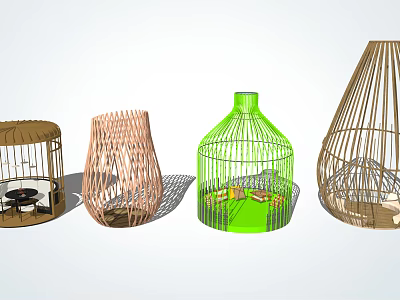 Modern Public Chair With Woven Structure And Wooden Frame For Outdoor Spaces 3d model
