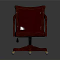Burgundy Leather Office Chair with Arms and Five Pointed Gold Caster Base