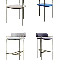 Multi Colored Modern Bar Stools With Metal Frame And Comfortable Seats 3d model