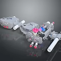 Mechanical Equipment Components With Gray Body Pink Blue Parts And White Pipes