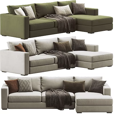 Modern Sectional Sofa Designs With Pillows Blanket Multiple Colors And Styles 3d model