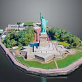 Modern Bird's Eye View Liberty City Aerial View 3d model