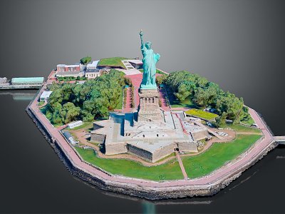 Modern Bird's Eye View Liberty City Aerial View 3d model