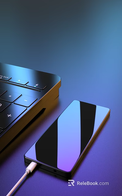 Modern Laptop Keyboard Design With Sleek Smartphone Display On Blue Tech Surface 3d model 