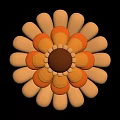 Bright Yellow and Orange Flower with Layered Petals and Brown Center