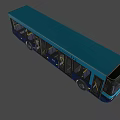 Turquoise and Navy Blue City Bus Exterior With Side Windows And Front Windshield