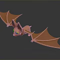 Cartoon Bat Character With Orange Body Large Wings And Yellow Eyes