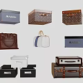 Stylish Different Types Of Bags And Boxes Including Leather Handbags And Travel Suitcases