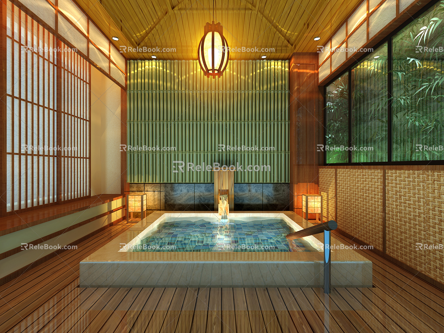 Japanese Hot Springs Outdoor Hot Springs 3d model