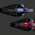 Advanced Mechanical Weapon With Red Purple Green Accents And Adjustable Straps Design