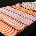 Various Fresh Meat Cuts Displayed On Trays Including Sausages Chicken Breasts And Ribs