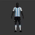 Human Mannequin Dressed In Argentina Football Uniform With Blue White Stripes And Eagle Emblem