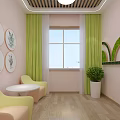Spacious Activity Hall Interior With Circular Stage Wooden Floor Skylight And Yellow Star Decorations