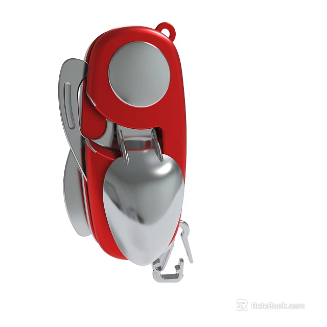 Red And Silver Metal Multi Functional Tool With Ergonomic Handle And Clip 3d model 