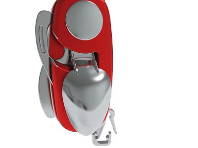 Red And Silver Metal Multi Functional Tool With Ergonomic Handle And Clip 3d model