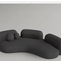 Modern Irregular Shaped Sofa with Curved Design and Soft Gray White Cushions 3d model