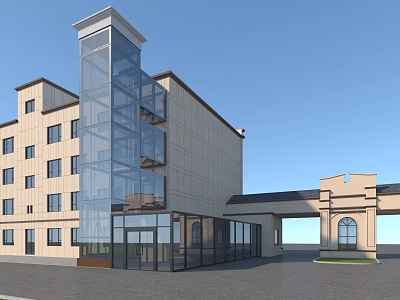 Modern Commercial Complex Exterior Design With Glass Facade Multi Storey And Entrance 3d model
