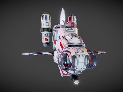 Futuristic Passenger Aircraft With White Red Livery And Multiple Engines Mechanical Details 3d model