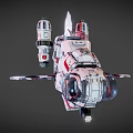 Futuristic Passenger Aircraft With White Red Livery And Multiple Engines Mechanical Details