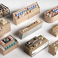 Stylish Wooden Display Shelves In Various Designs With Multi Tiers For Product