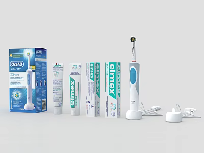 Oral B Electric Toothbrush And Elmex Toothpaste Daily Oral Hygiene Care Essentials 3d model