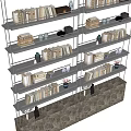 Neatly Arranged Multi Tiered Shelves With Books Decorative Vases And Ornaments