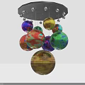 Colorful Spherical Decorative Ball Chandelier with Metallic Mesh for Modern Home Furniture