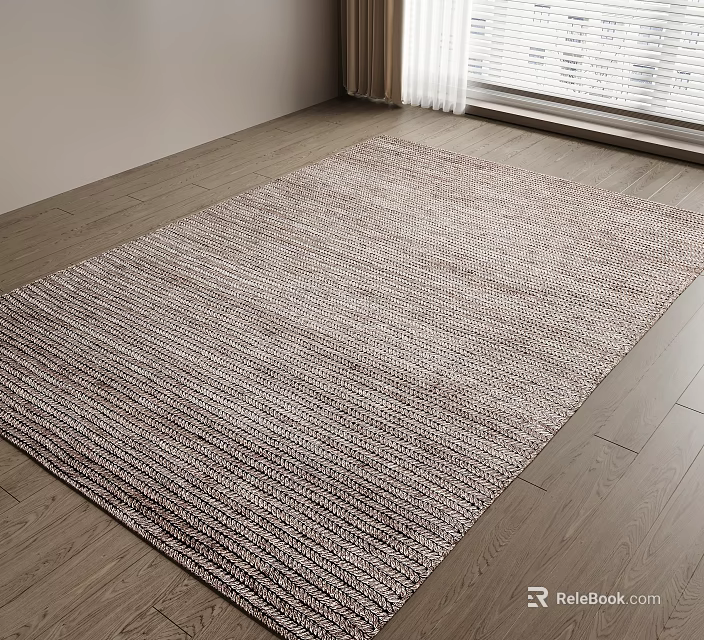 Stylish Textured Rug With Woven Pattern In Neutral Tones For Modern Living Space 3d model 