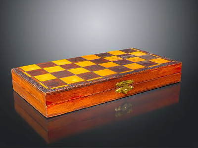 Wooden Decorative Ornament Set With Yellow Black Checkerboard Pattern And Metal Clasp For Home Decoration 3d model