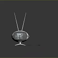 Vintage White TV with Dual Antennas Screen Showing Picture Green Indicator Lights and Attached Cable
