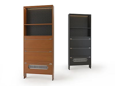 Modern Brown and Black Shoe Cabinet With Drawers Shelves Mesh Panels And Ventilation Grilles 3d model