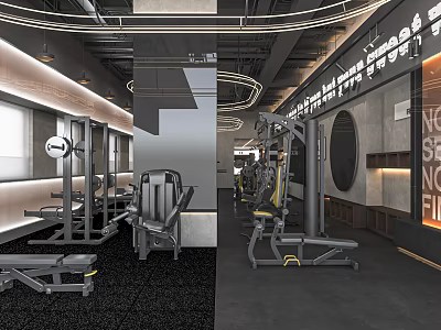Modern Gym Interior With Fitness Equipment Open Layout And Bright Lighting 3d model