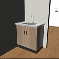 Modern Bathroom Vanity With Marble Countertop Silver Faucet Wooden Cabinet And Black Handles