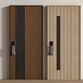 Modern Wooden Texture Security Doors In Different Colors With Silver Handles