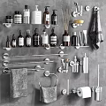 Modern Bathroom Accessories Including Shelves Towel Racks Soap Dispensers Towels And Toothbrush Holders