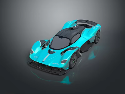 Sleek Blue Sports Car With Aerodynamic Design And Black Roof Spoiler 3d model