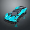 Sleek Blue Sports Car With Aerodynamic Design And Black Roof Spoiler