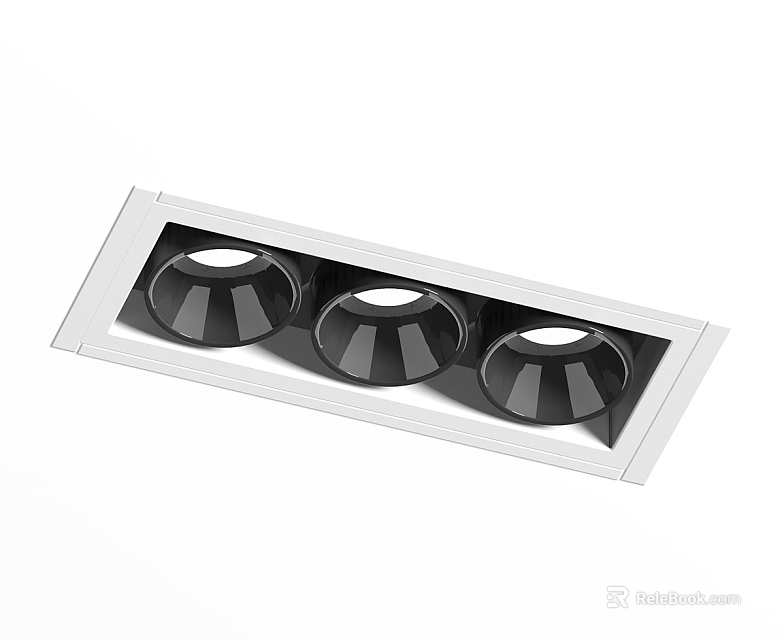Modern Three Light Recessed Downlight Spotlight With Black White Ceiling Fixture Design 3d model 