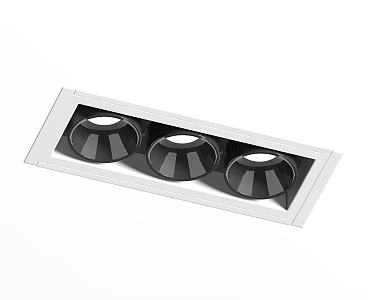 Spotlight Three-head Spotlight Anti-glare Embedded led Bucket Gallbladder Lamp Living Room Lighting Square Box Lamp Ceiling Grille Lamp 3d model